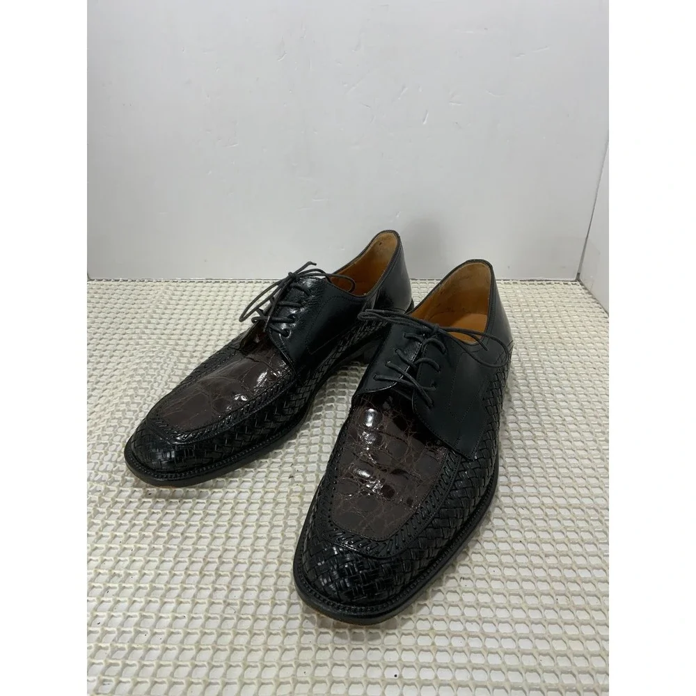 Mezlan‎ Genuine Crocodile Leather Oxford Dress Shoes Mens Size 8 Black EUC